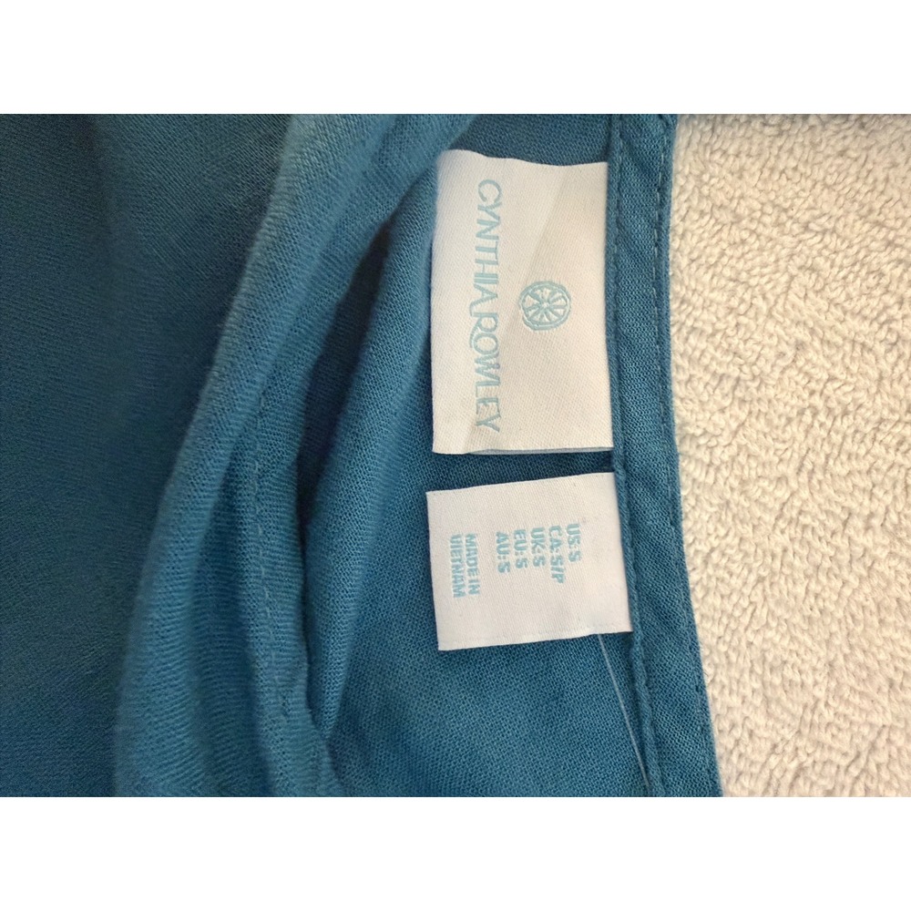 Cynthia Rowley Teal Blue Linen Blend Wide Leg V-Neck Sleeveless Jumpsuit Small - Picture 6 of 16